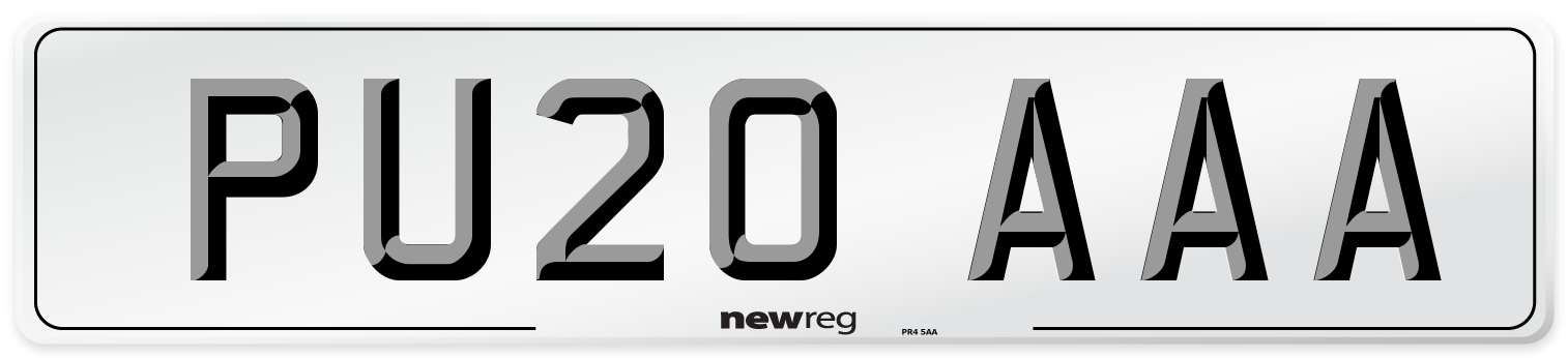 PU20 AAA Number Plate from New Reg